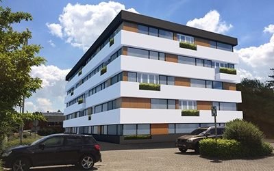 Herontwikkeling van ca.3200m2 kantoorruimte naar 59 appartementen en parkeerplaatsen